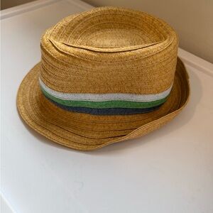 Cat & Jack Tan Straw Hat with Green and Blue Stripes
